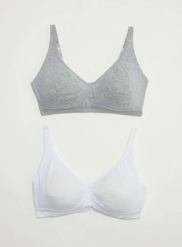 Grey & White Non-Wired Comfort Lounge Bra 2 Pack 32C